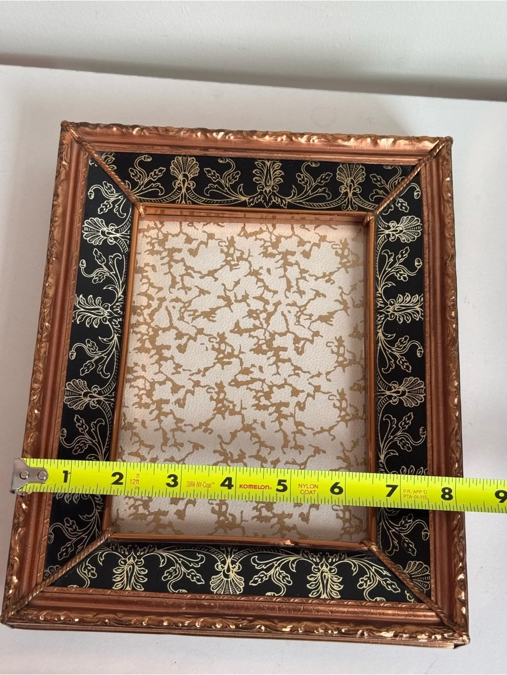 Vintage / Antique MB Italia Mid Century Glass Photo Frame Ornate Brass Black